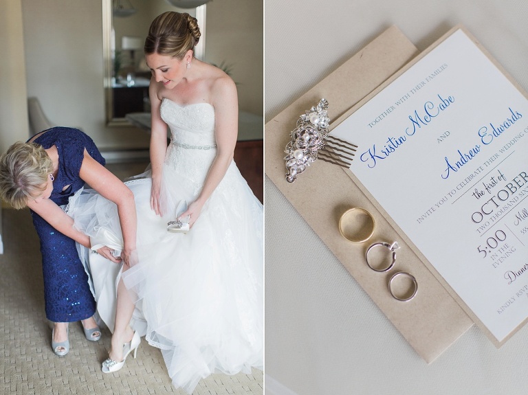 Mill Street Brew Pub Ottawa Wedding - Bride getting into wedding dress at Albert at Bay Suites