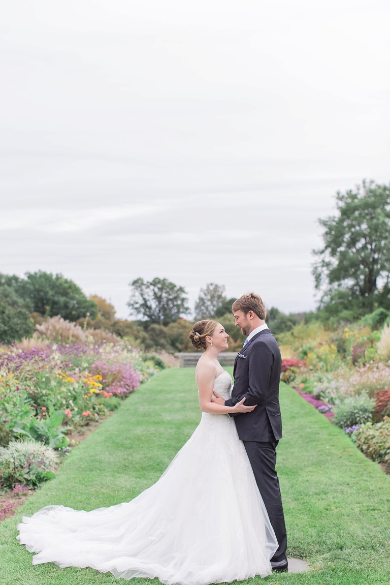 Mill Street Brew Pub Ottawa Wedding - Bride and Groom First Look photos at Ornamental Gardens in Ottawa