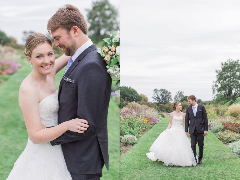Mill Street Brew Pub Ottawa Wedding - Bride and Groom First Look photos at Ornamental Gardens in Ottawa