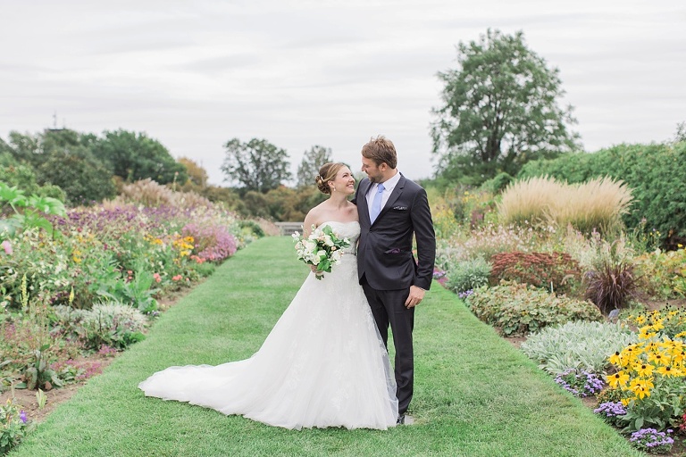 Mill Street Brew Pub Ottawa Wedding - Bride and Groom First Look photos at Ornamental Gardens in Ottawa