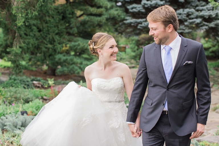 Mill Street Brew Pub Ottawa Wedding - Bride and Groom First Look photos at Ornamental Gardens in Ottawa