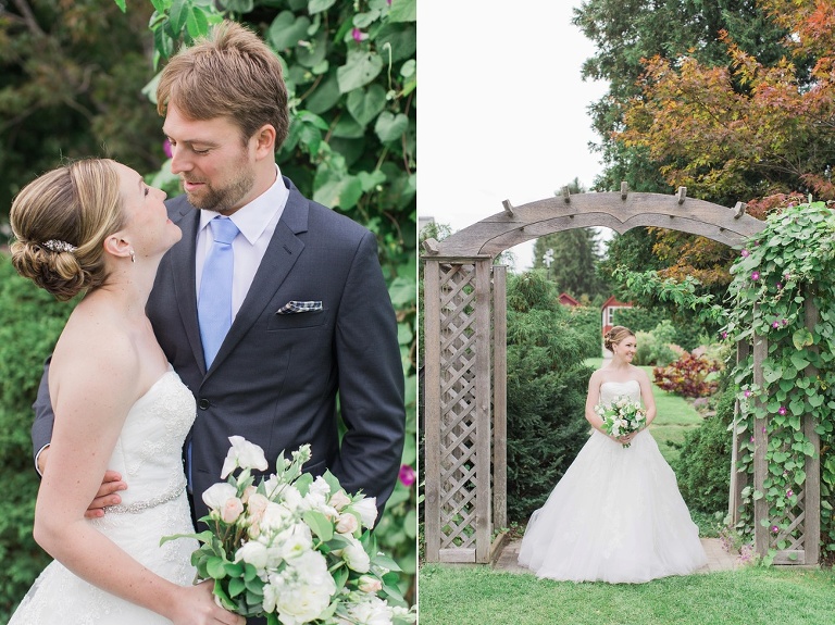Mill Street Brew Pub Ottawa Wedding - Bride and Groom First Look photos at Ornamental Gardens in Ottawa