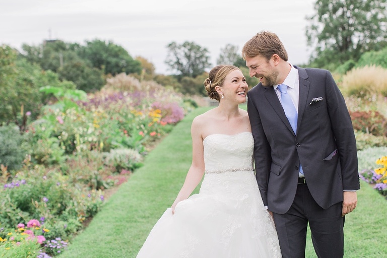 Mill Street Brew Pub Ottawa Wedding - Bride and Groom First Look photos at Ornamental Gardens in Ottawa