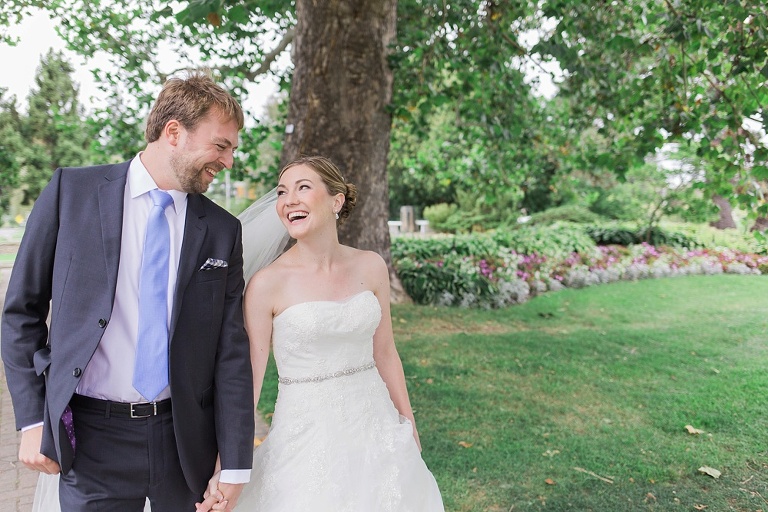 Mill Street Brew Pub Ottawa Wedding - Bride and Groom First Look photos at Ornamental Gardens in Ottawa