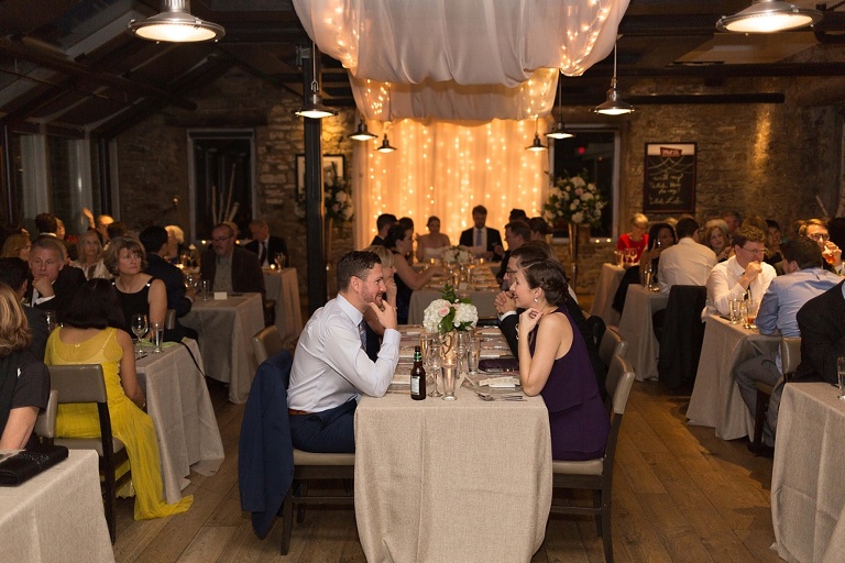 Mill Street Brew Pub Ottawa Wedding - Reception decor with white draping and floral arrangements