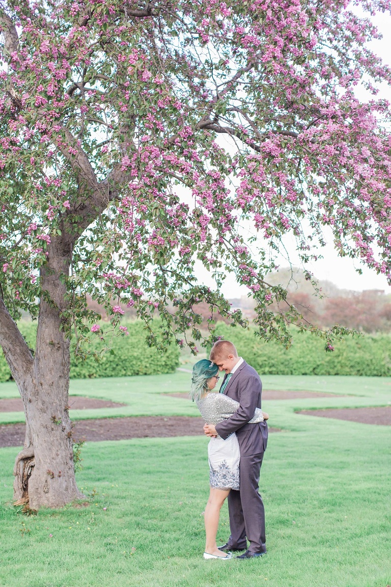 Favourite Wedding Photos from 2016 - Bride and Groom hugging under giant cheery blossom tree