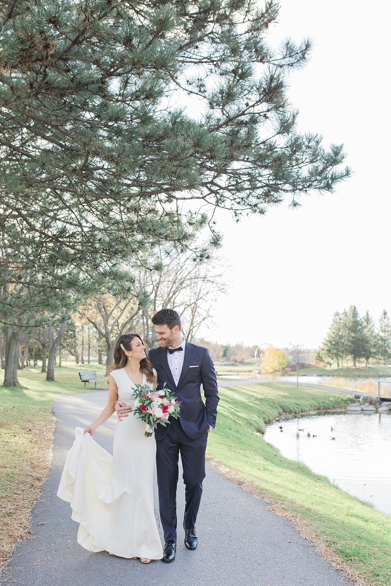 Favourite Wedding Photos from 2016 - Bride and Groom walking in Andrew Hayden Park, Ottawa