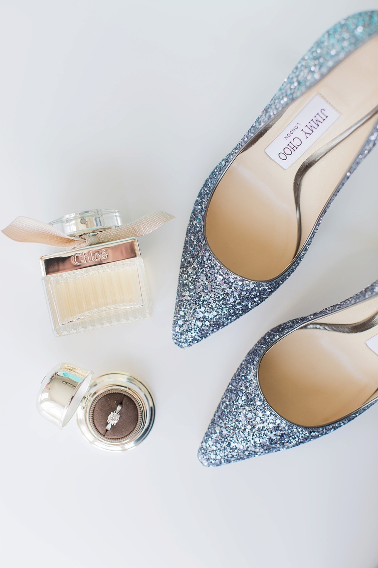 Favourite Wedding Photos from 2016 - Bride's Jimmy Chu shoes and her ring on the wedding day