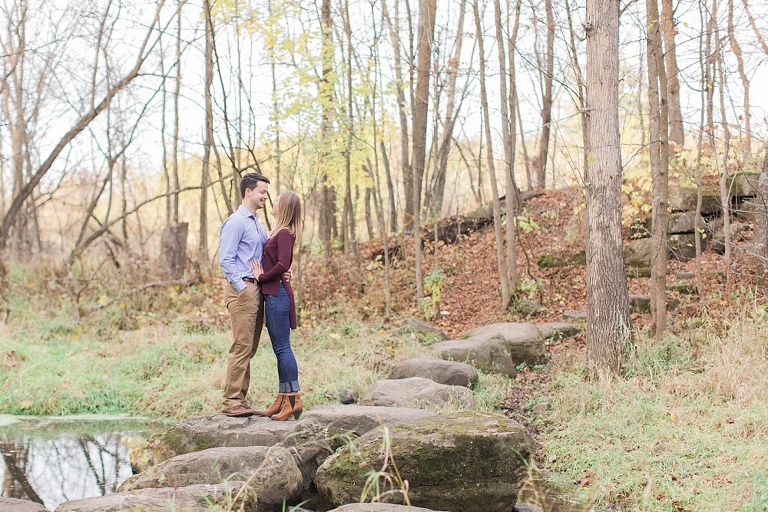 Favourite Engagement Photos from 2016 - couple smiling at each other surrounded by fall colours