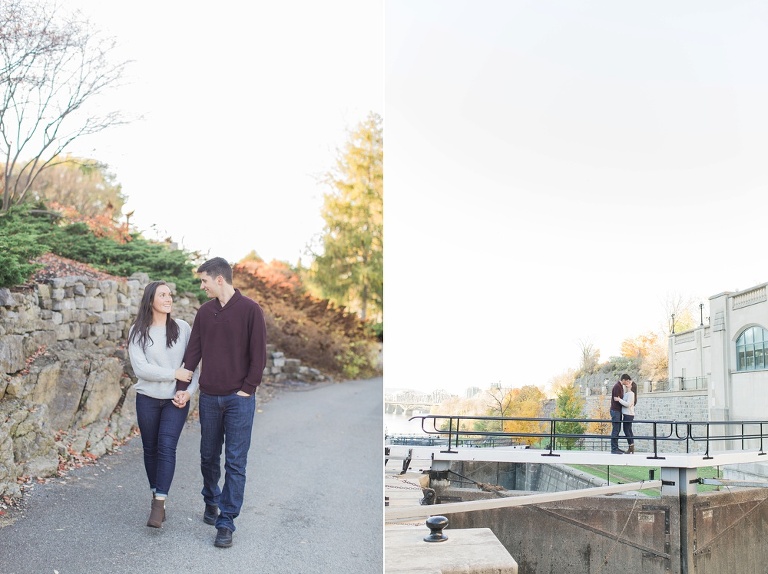 Favourite Engagement Photos from 2016 - Couple standing on locks over the Ottawa River