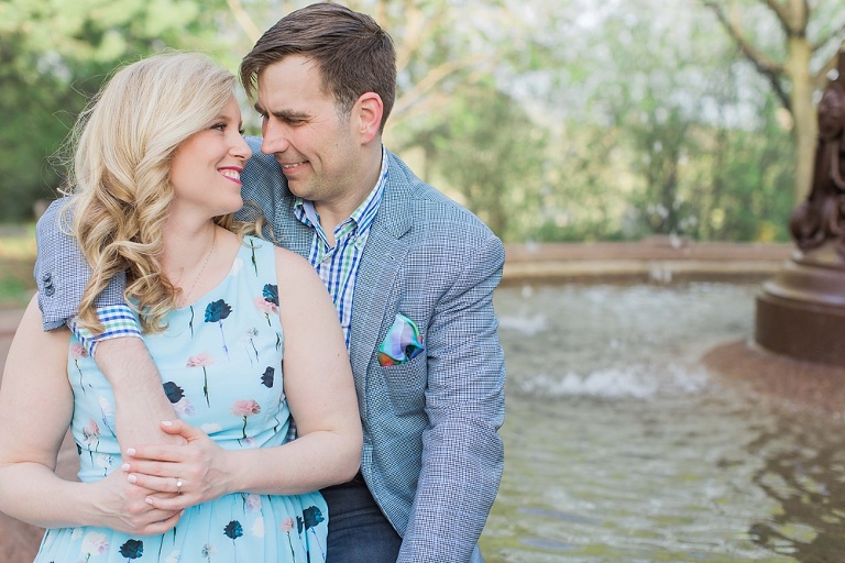 Favourite Engagement Photos from 2016 - couple sitting by water fountain downtown Ottawa