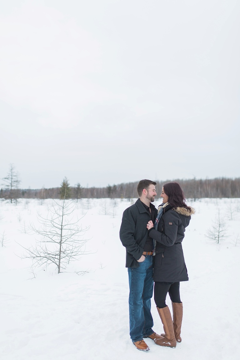 Mer Bleue Bog Winter Engagement - Bride and groom in the snow