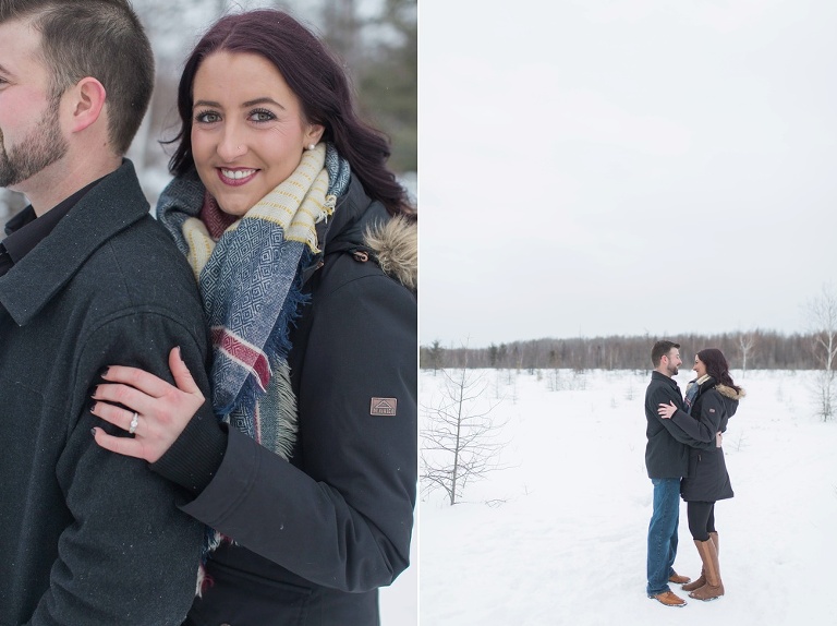 Mer Bleue Bog Winter Engagement - Bride and groom in the snow