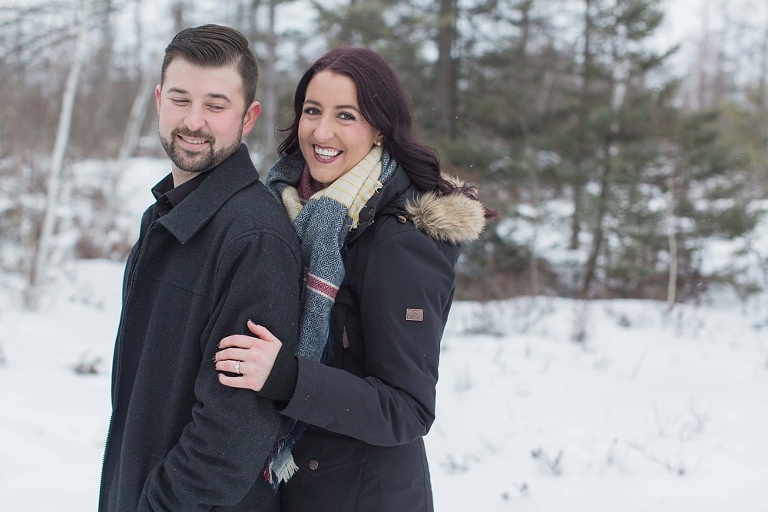 Mer Bleue Bog Winter Engagement - Bride and groom in the snow