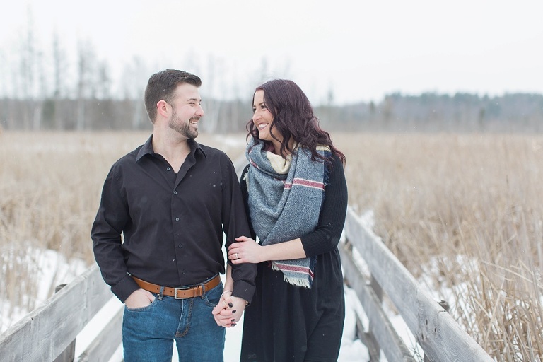 Mer Bleue Bog Winter Engagement - Bride and groom in the snow