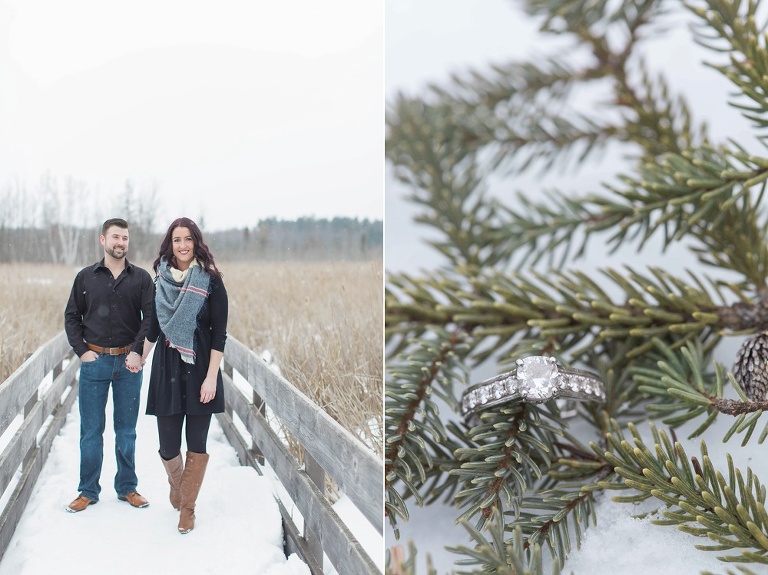 Mer Bleue Bog Winter Engagement - Bride and groom in the snow