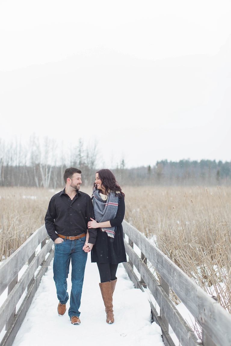 Mer Bleue Bog Winter Engagement - Bride and groom in the snow