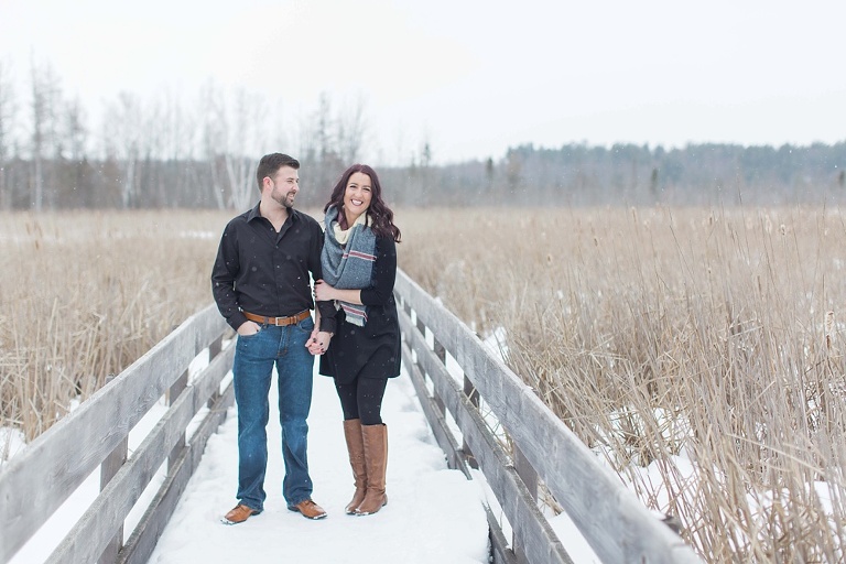 Mer Bleue Bog Winter Engagement - Bride and groom in the snow