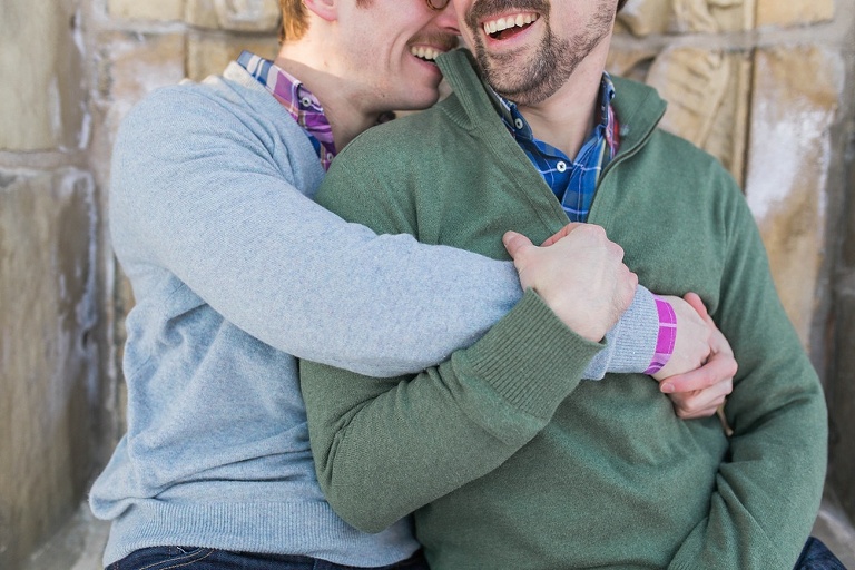 Gatineau Park winter engagement session with a same sex couple