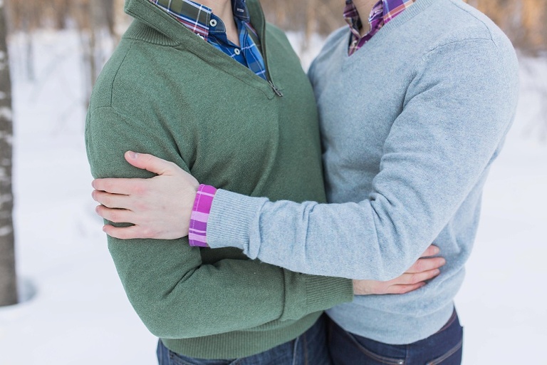 Gatineau Park winter engagement session with a same sex couple