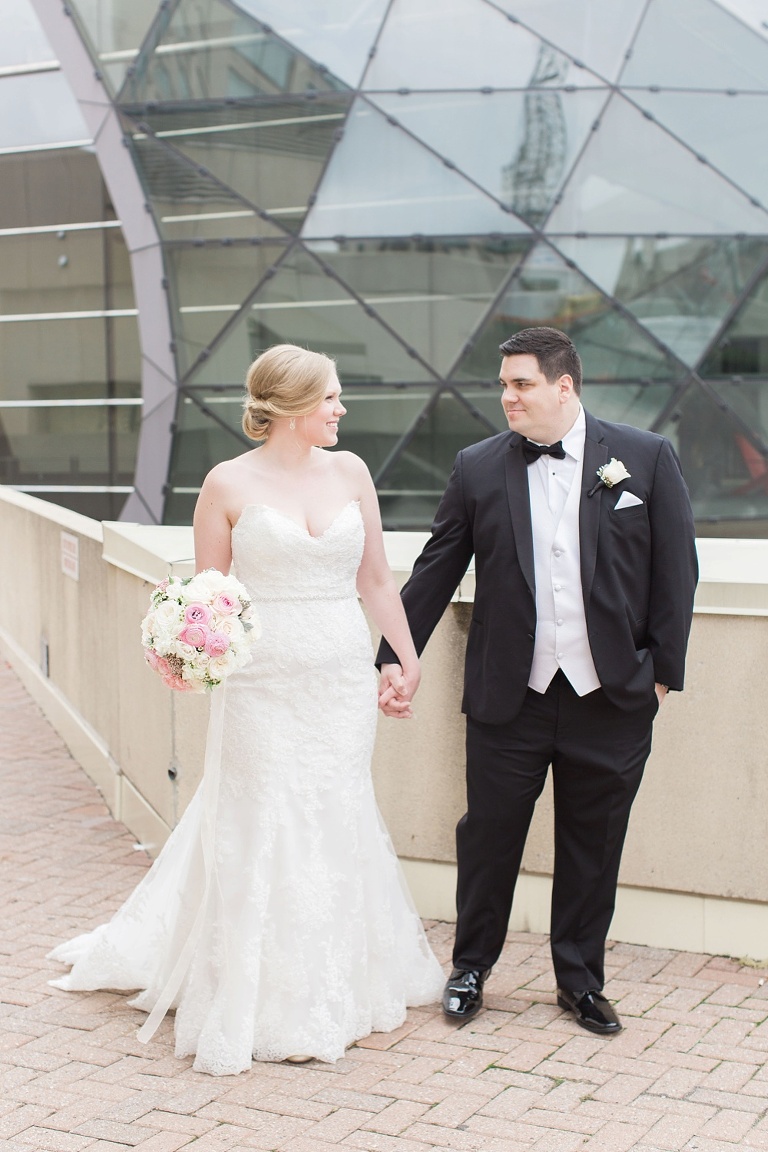 Ottawa Westin Spring Wedding - Bride and Groom First Look on balcony