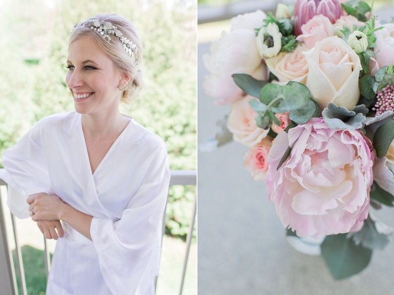 Blush and Navy Spring Strathmere Wedding - Bride getting ready at Strathmere Studio