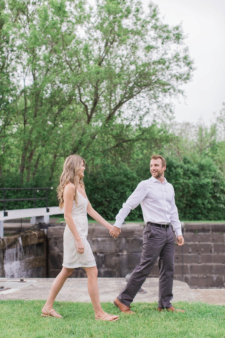 Merrickville engagement photos along the Rideau River locks 