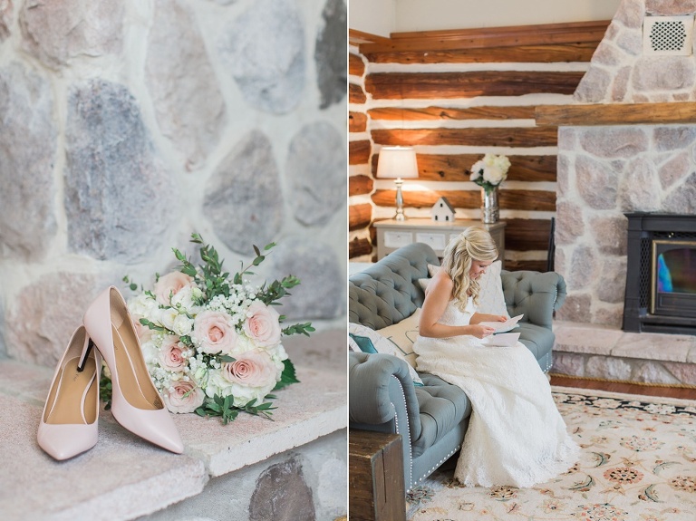 Stonefields Heritage Farm Wedding - Bride getting ready in Farmhouse great room