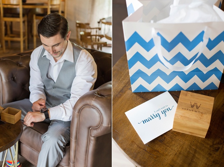 Stonefields Heritage Farm Wedding - groom getting ready in Farmhouse great room