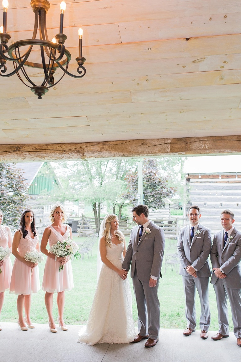 Stonefields Heritage Farm Wedding - ceremony photo on covered barn terrace