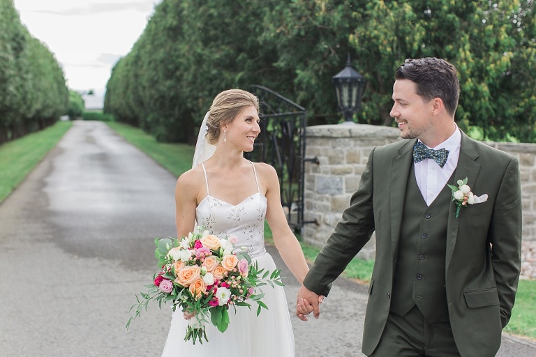 Almonte Herb Garden Summer Wedding - Bride and Groom Photos along country road