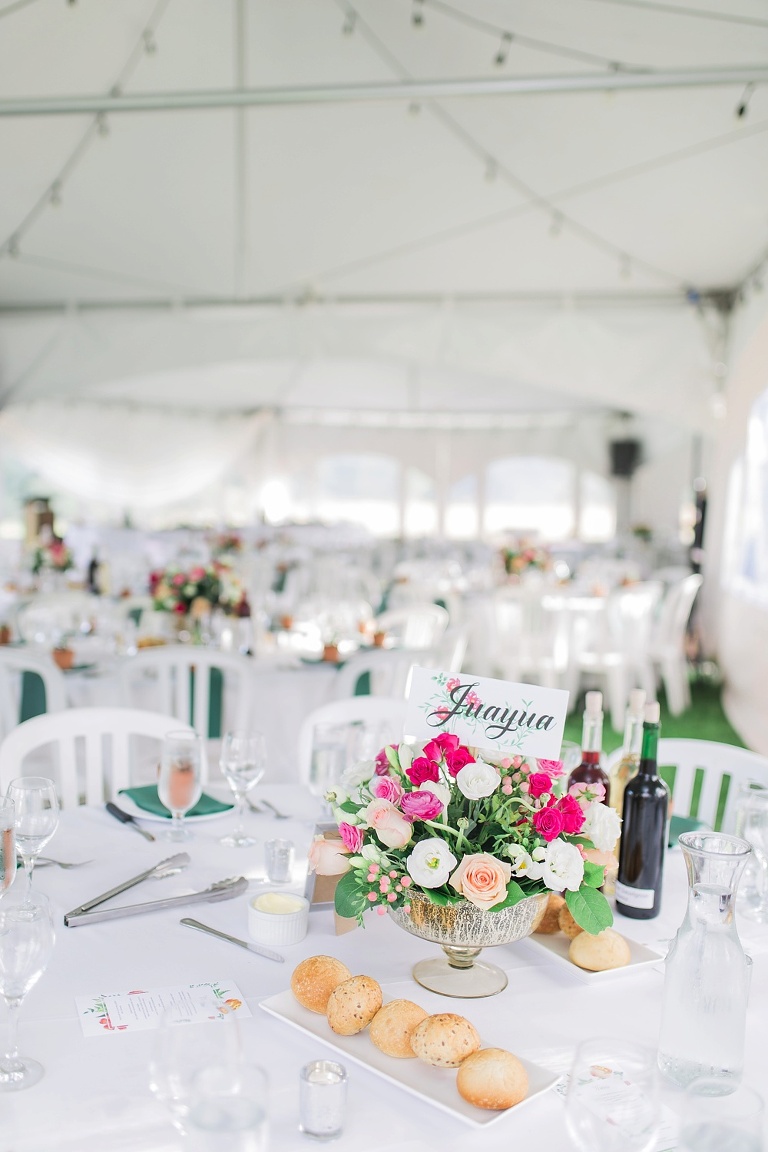 Almonte Herb Garden Summer Wedding - White tent reception with string lights