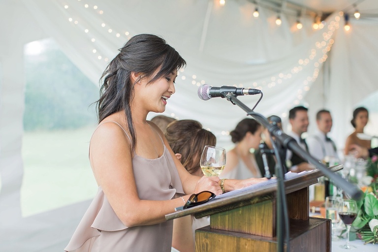 Almonte Herb Garden Summer Wedding - White tent reception with string lights