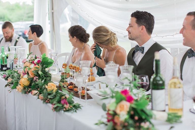 Almonte Herb Garden Summer Wedding - White tent reception with string lights