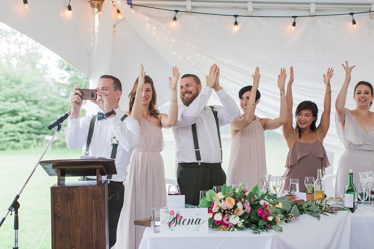 Almonte Herb Garden Summer Wedding - White tent reception with string lights