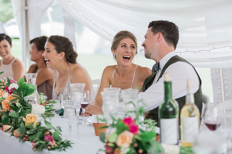 Almonte Herb Garden Summer Wedding - White tent reception with string lights