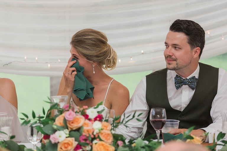 Almonte Herb Garden Summer Wedding - White tent reception with string lights