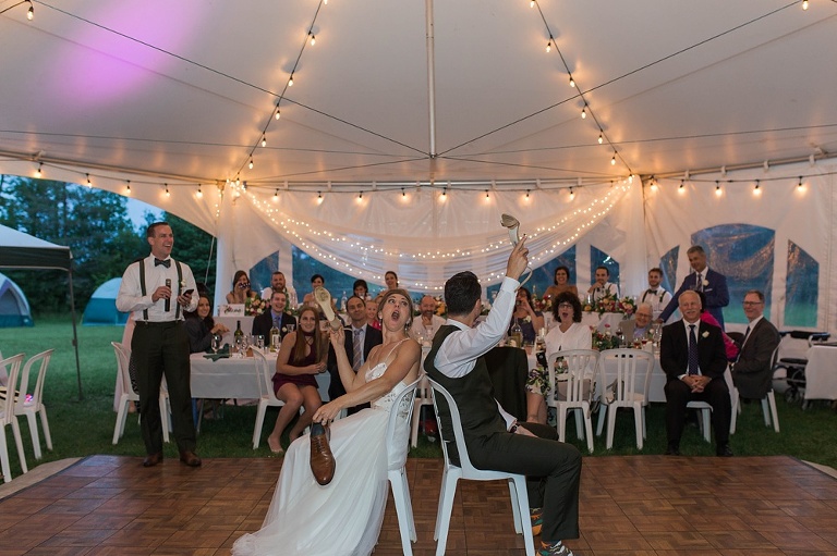 Almonte Herb Garden Summer Wedding - White tent reception with string lights