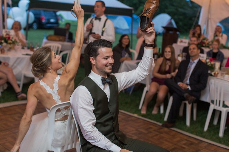 Almonte Herb Garden Summer Wedding - White tent reception with string lights