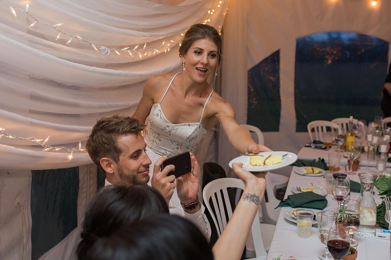 Almonte Herb Garden Summer Wedding - White tent reception with string lights