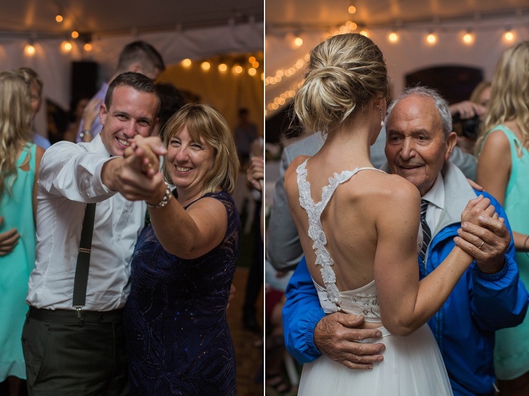 Almonte Herb Garden Summer Wedding - White tent reception with string lights and dance floor