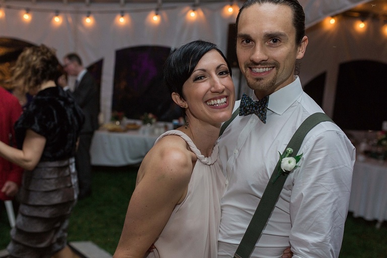 Almonte Herb Garden Summer Wedding - White tent reception with string lights and dance floor
