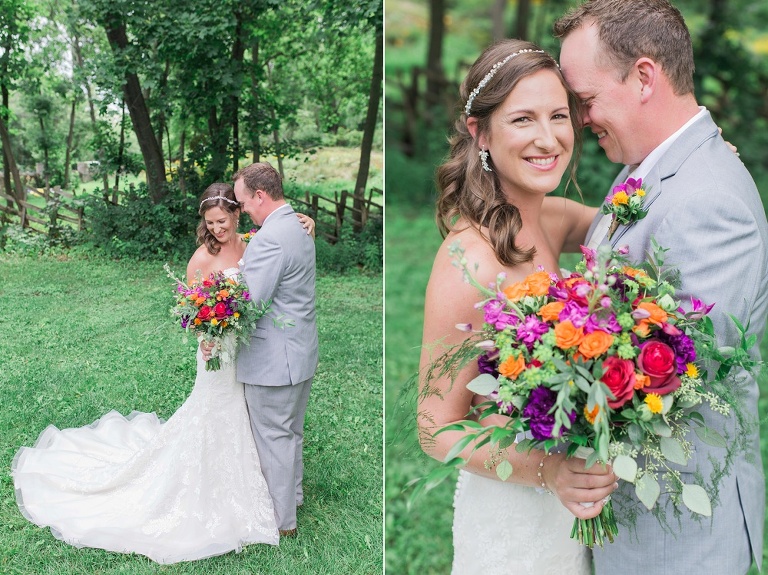 Colourful Codes Mill Wedding - Bride and Groom first look photos in Stewart Park