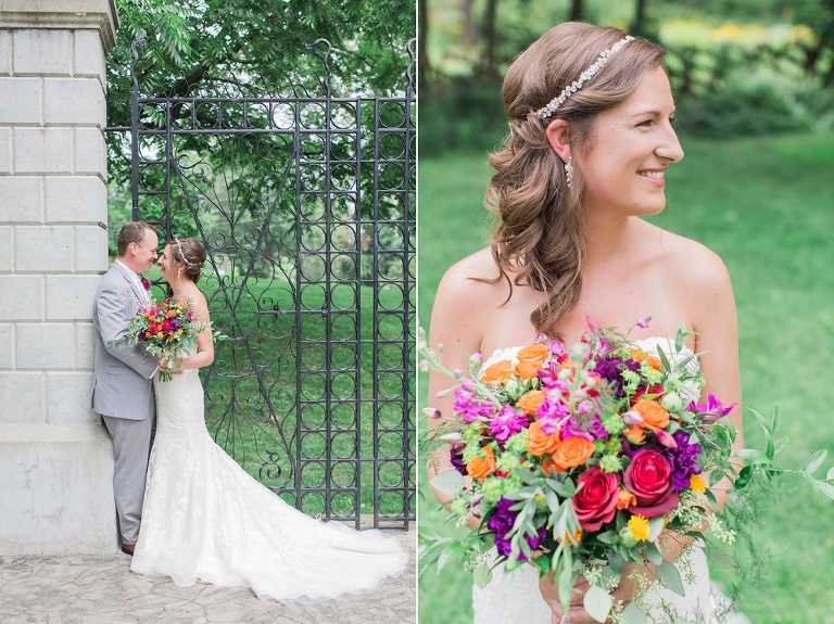 Colourful Codes Mill Wedding - Bride and Groom first look photos in Stewart Park