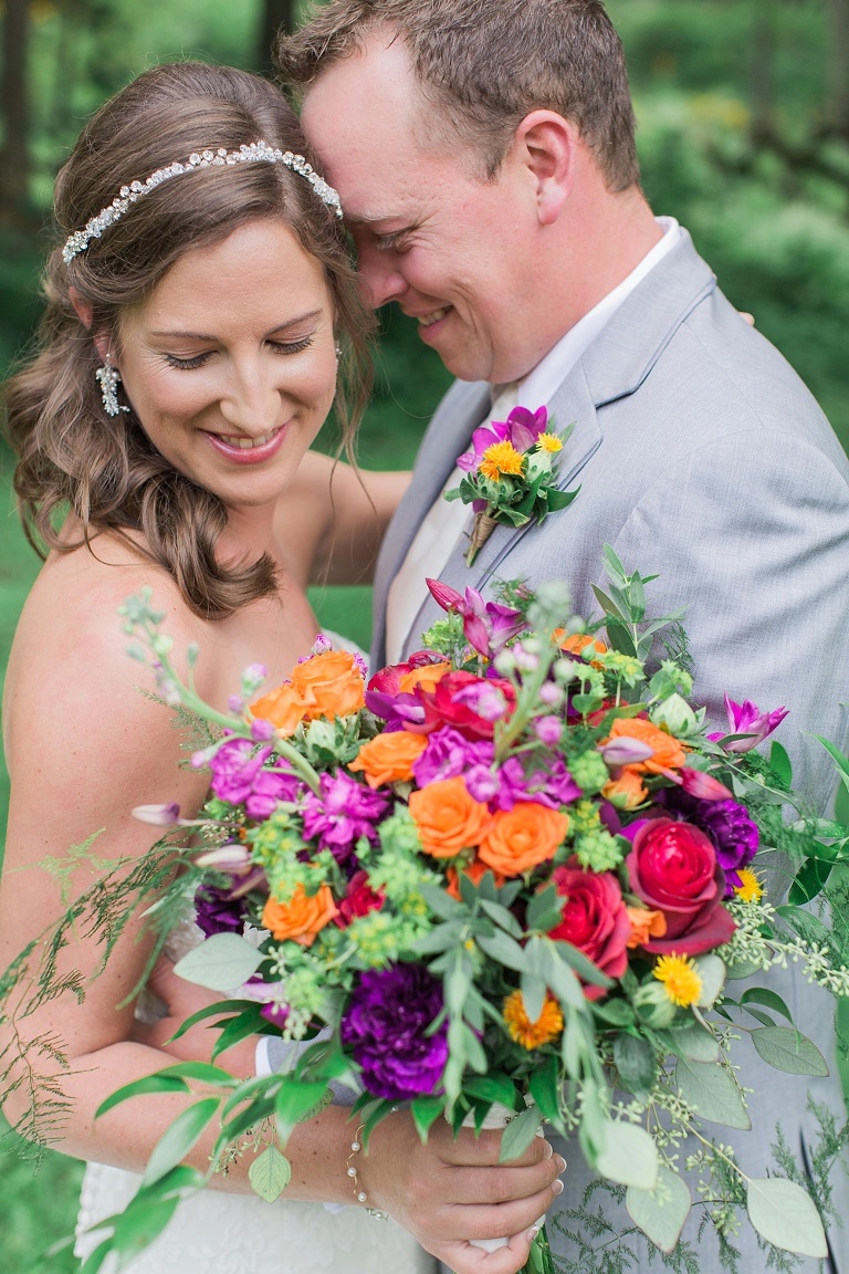Colourful Codes Mill Wedding - Bride and Groom first look photos in Stewart Park