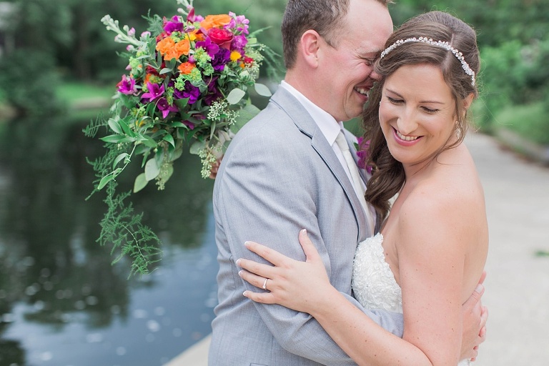 Colourful Codes Mill Wedding - Bride and Groom first look photos in Stewart Park