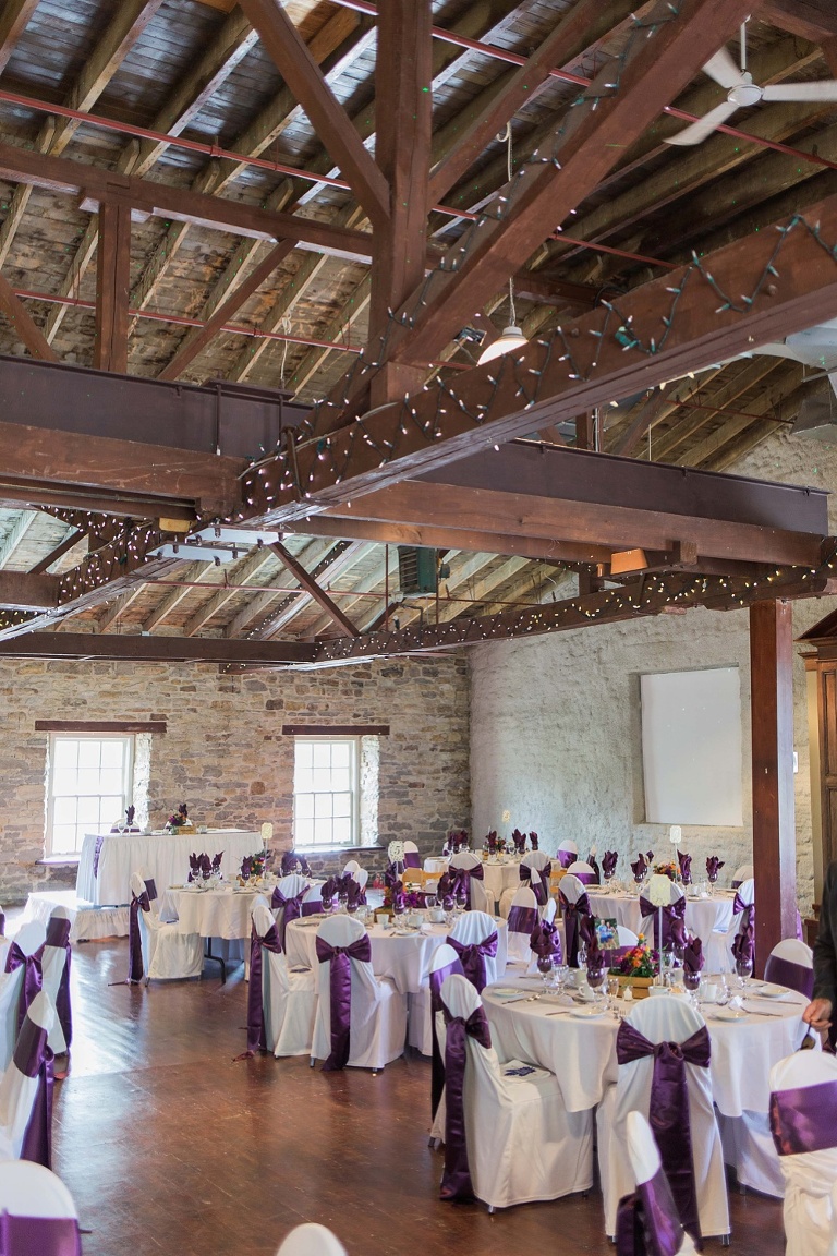 Colourful Codes Mill Wedding - Purple reception decor photos