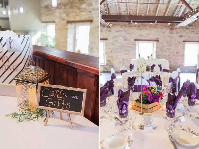 Colourful Codes Mill Wedding - Purple reception decor photos