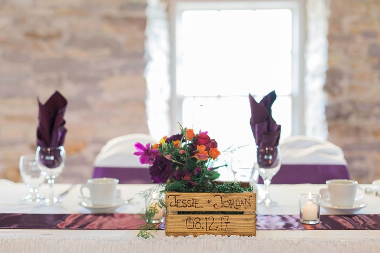 Colourful Codes Mill Wedding - Purple reception decor photos