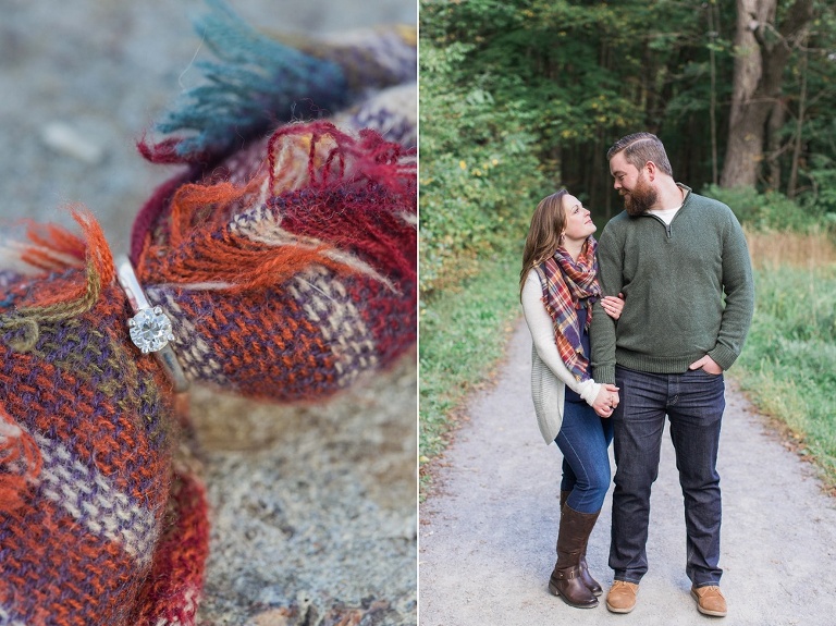 Gatineau Park Chelsea Fall Engagement Photos - cozy engagement photos along the Gatineau Park Trail